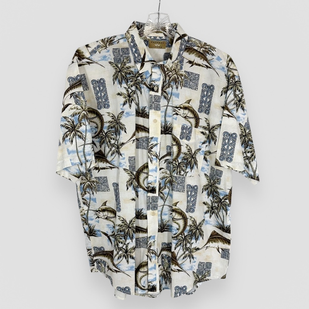 Natural Issue Wrinkle Free Size XL Hawaiian Short Sleeve Marlin Fishing Travel